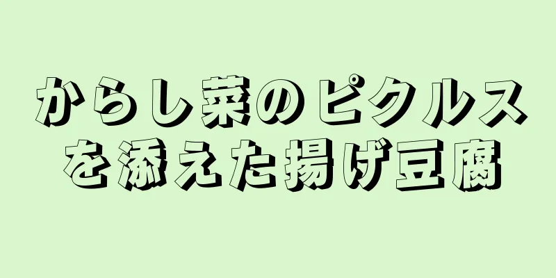 からし菜のピクルスを添えた揚げ豆腐