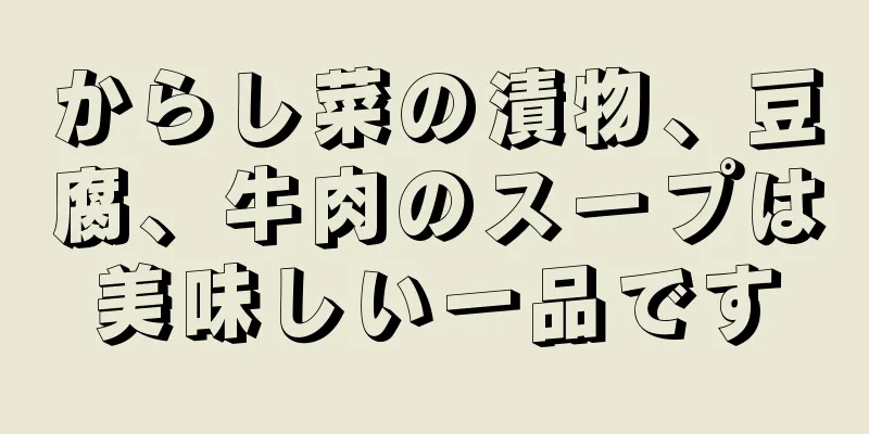 からし菜の漬物、豆腐、牛肉のスープは美味しい一品です