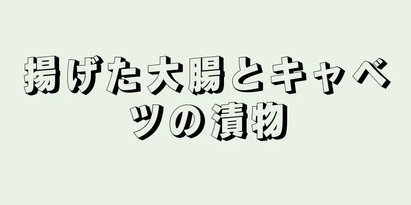 揚げた大腸とキャベツの漬物