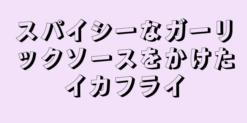 スパイシーなガーリックソースをかけたイカフライ