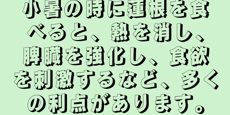 小暑の時に蓮根を食べると、熱を消し、脾臓を強化し、食欲を刺激するなど、多くの利点があります。