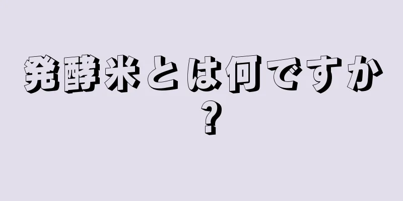 発酵米とは何ですか？