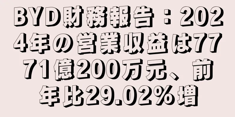 BYD財務報告：2024年の営業収益は7771億200万元、前年比29.02%増