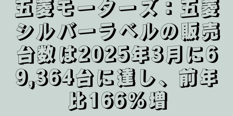 五菱モーターズ：五菱シルバーラベルの販売台数は2025年3月に69,364台に達し、前年比166%増