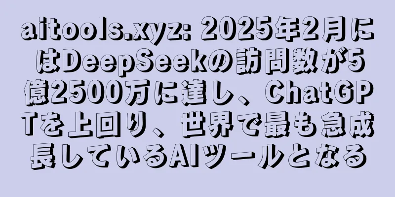 aitools.xyz: 2025年2月にはDeepSeekの訪問数が5億2500万に達し、ChatGPTを上回り、世界で最も急成長しているAIツールとなる