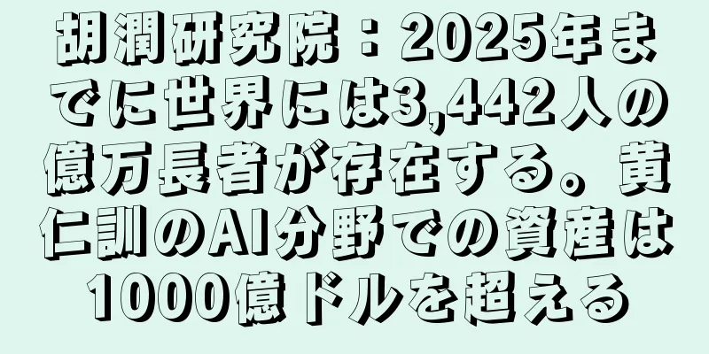 胡潤研究院：2025年までに世界には3,442人の億万長者が存在する。黄仁訓のAI分野での資産は1000億ドルを超える