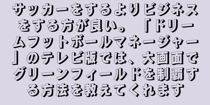 サッカーをするよりビジネスをする方が良い。 「ドリームフットボールマネージャー」のテレビ版では、大画面でグリーンフィールドを制覇する方法を教えてくれます