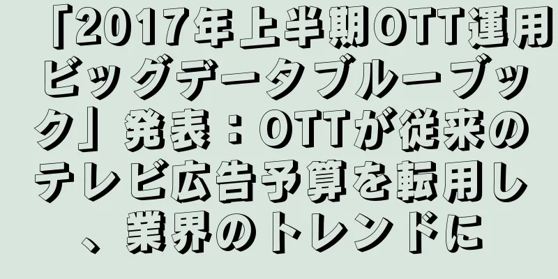 「2017年上半期OTT運用ビッグデータブルーブック」発表：OTTが従来のテレビ広告予算を転用し、業界のトレンドに
