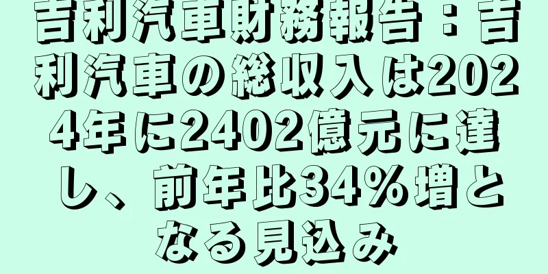 吉利汽車財務報告：吉利汽車の総収入は2024年に2402億元に達し、前年比34％増となる見込み