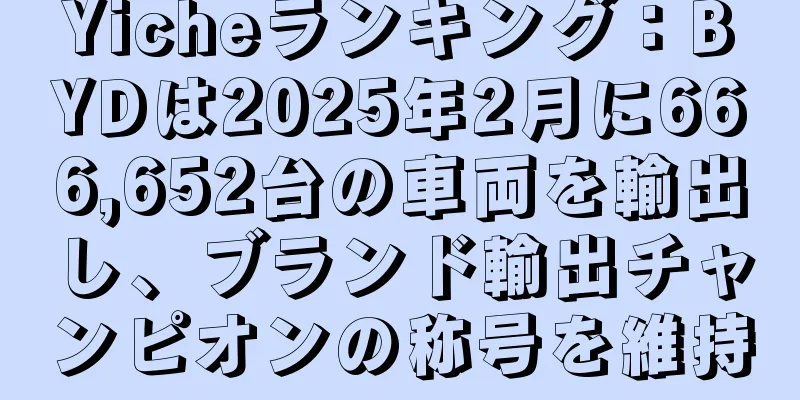 Yicheランキング：BYDは2025年2月に666,652台の車両を輸出し、ブランド輸出チャンピオンの称号を維持