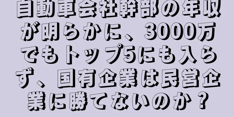 自動車会社幹部の年収が明らかに、3000万でもトップ5にも入らず、国有企業は民営企業に勝てないのか？