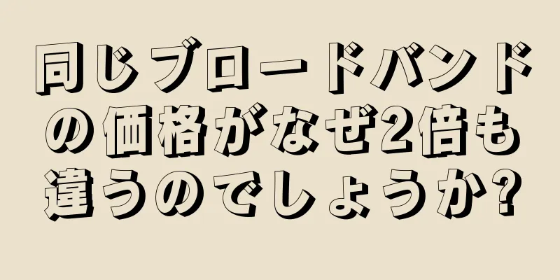 同じブロードバンドの価格がなぜ2倍も違うのでしょうか?