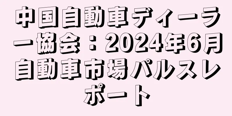 中国自動車ディーラー協会：2024年6月自動車市場パルスレポート