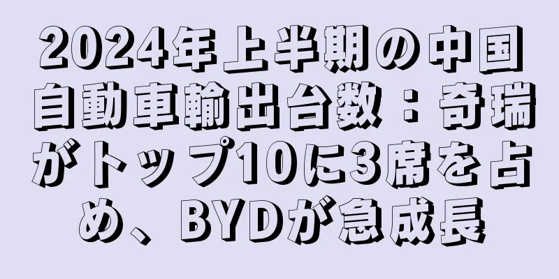 2024年上半期の中国自動車輸出台数：奇瑞がトップ10に3席を占め、BYDが急成長