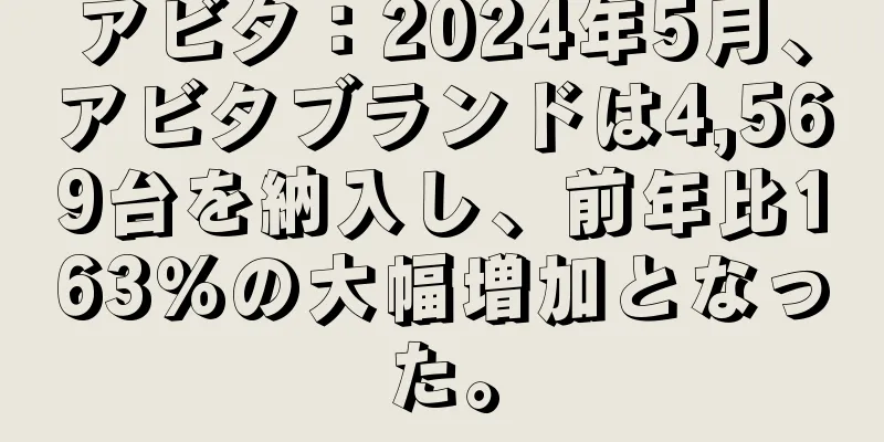 アビタ：2024年5月、アビタブランドは4,569台を納入し、前年比163％の大幅増加となった。