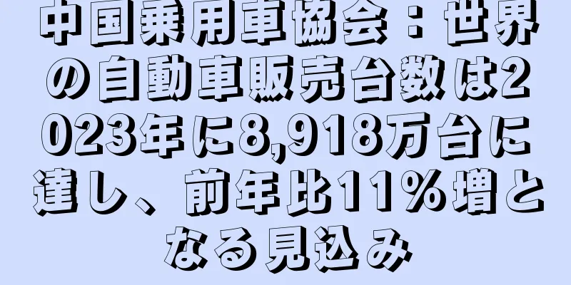 中国乗用車協会：世界の自動車販売台数は2023年に8,918万台に達し、前年比11％増となる見込み