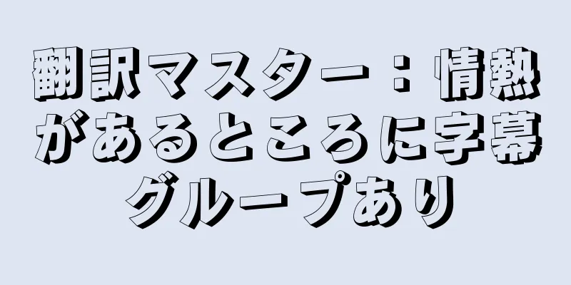 翻訳マスター：情熱があるところに字幕グループあり