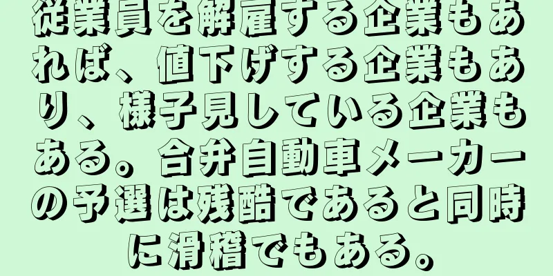 従業員を解雇する企業もあれば、値下げする企業もあり、様子見している企業もある。合弁自動車メーカーの予選は残酷であると同時に滑稽でもある。