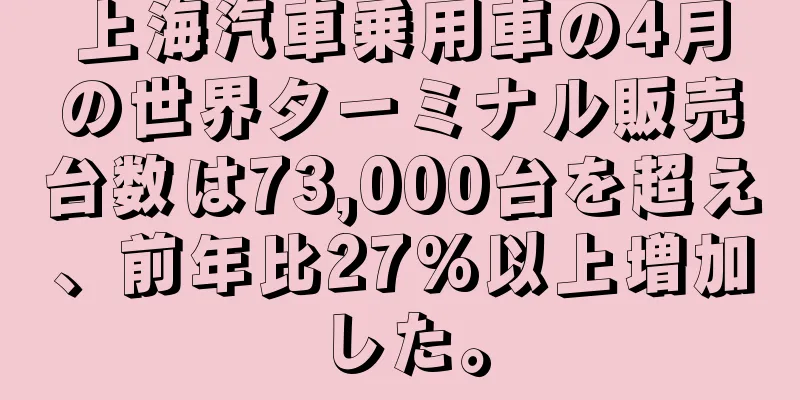 上海汽車乗用車の4月の世界ターミナル販売台数は73,000台を超え、前年比27%以上増加した。
