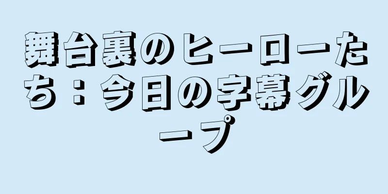 舞台裏のヒーローたち：今日の字幕グループ