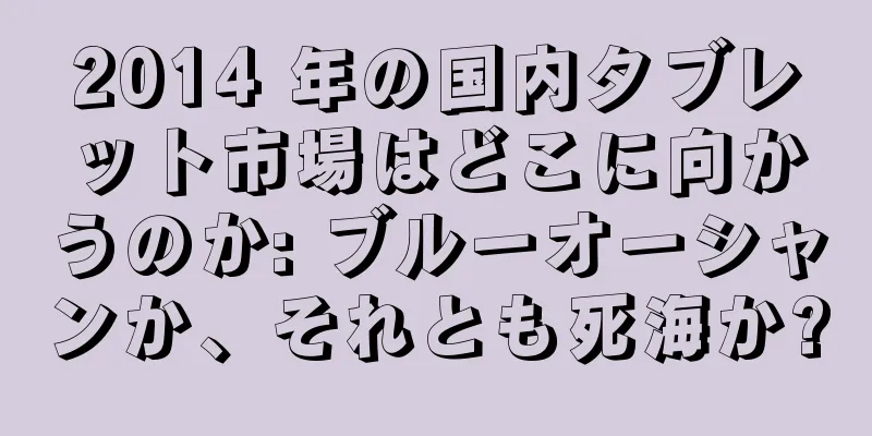 2014 年の国内タブレット市場はどこに向かうのか: ブルーオーシャンか、それとも死海か?