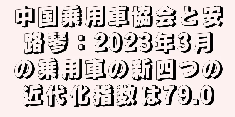 中国乗用車協会と安路琴：2023年3月の乗用車の新四つの近代化指数は79.0