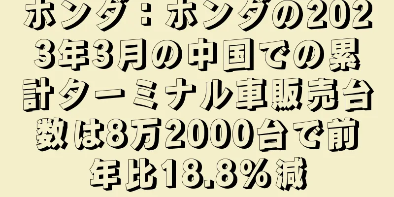 ホンダ：ホンダの2023年3月の中国での累計ターミナル車販売台数は8万2000台で前年比18.8％減