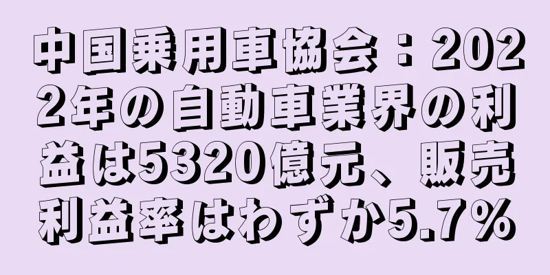 中国乗用車協会：2022年の自動車業界の利益は5320億元、販売利益率はわずか5.7％