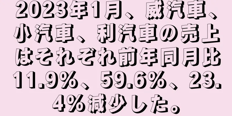 2023年1月、威汽車、小汽車、利汽車の売上はそれぞれ前年同月比11.9%、59.6%、23.4%減少した。