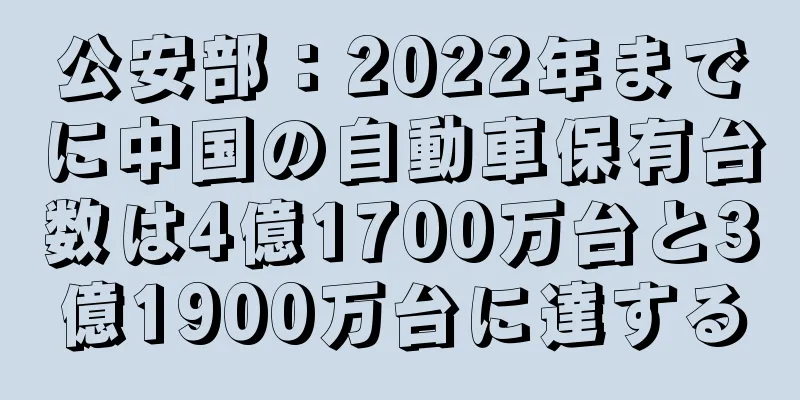 公安部：2022年までに中国の自動車保有台数は4億1700万台と3億1900万台に達する