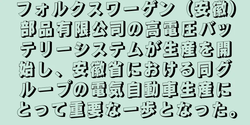 フォルクスワーゲン（安徽）部品有限公司の高電圧バッテリーシステムが生産を開始し、安徽省における同グループの電気自動車生産にとって重要な一歩となった。