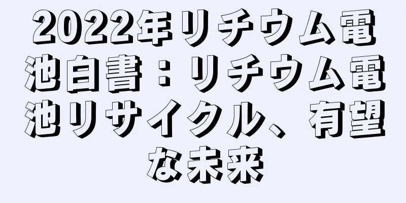 2022年リチウム電池白書：リチウム電池リサイクル、有望な未来