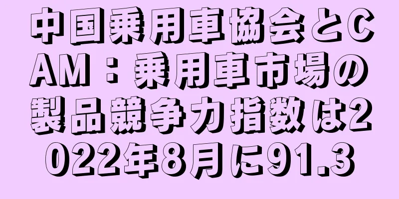 中国乗用車協会とCAM：乗用車市場の製品競争力指数は2022年8月に91.3