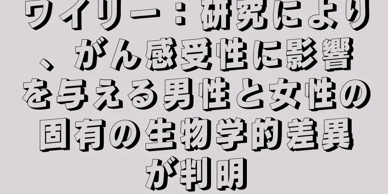 ワイリー：研究により、がん感受性に影響を与える男性と女性の固有の生物学的差異が判明