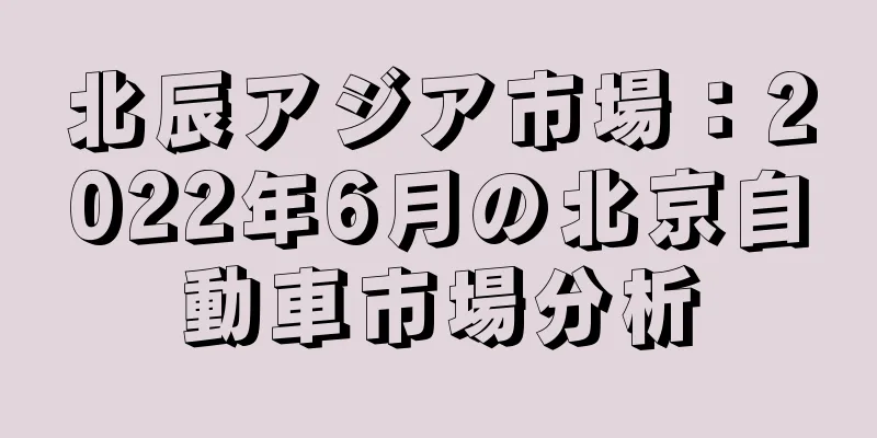 北辰アジア市場：2022年6月の北京自動車市場分析