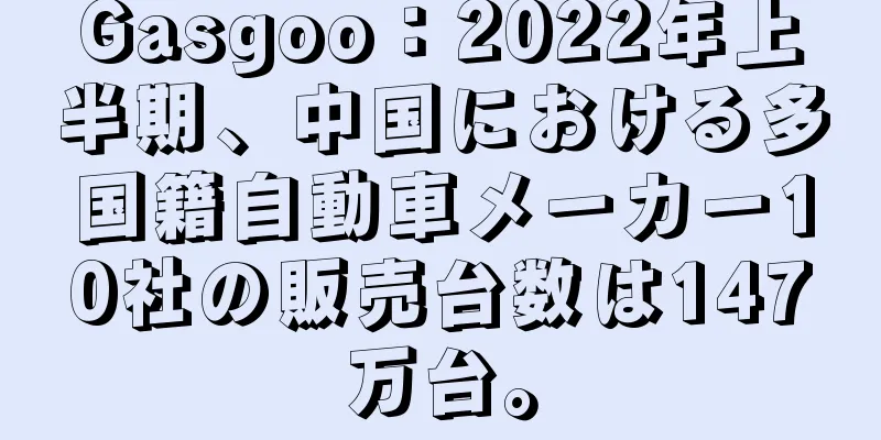 Gasgoo：2022年上半期、中国における多国籍自動車メーカー10社の販売台数は147万台。