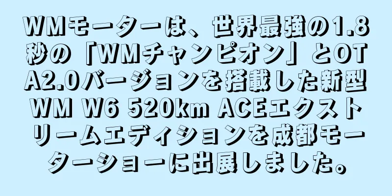 WMモーターは、世界最強の1.8秒の「WMチャンピオン」とOTA2.0バージョンを搭載した新型WM W6 520km ACEエクストリームエディションを成都モーターショーに出展しました。