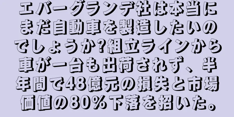 エバーグランデ社は本当にまだ自動車を製造したいのでしょうか?組立ラインから車が一台も出荷されず、半年間で48億元の損失と市場価値の80％下落を招いた。