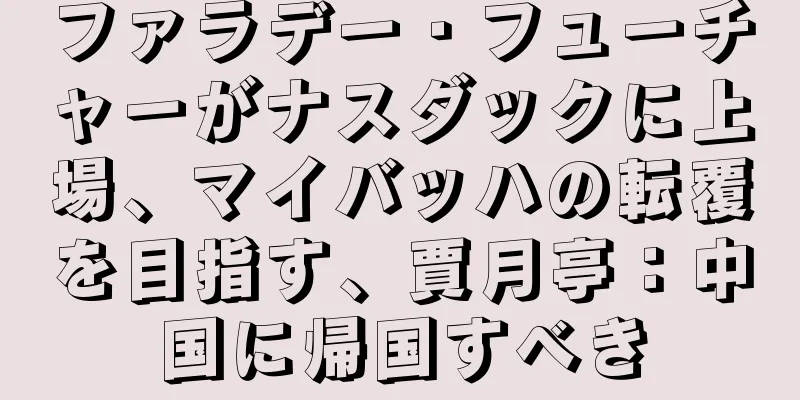 ファラデー・フューチャーがナスダックに上場、マイバッハの転覆を目指す、賈月亭：中国に帰国すべき