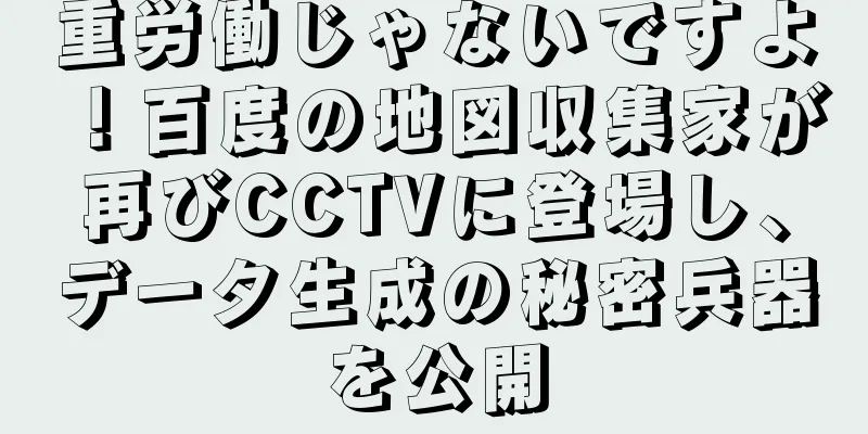 重労働じゃないですよ！百度の地図収集家が再びCCTVに登場し、データ生成の秘密兵器を公開