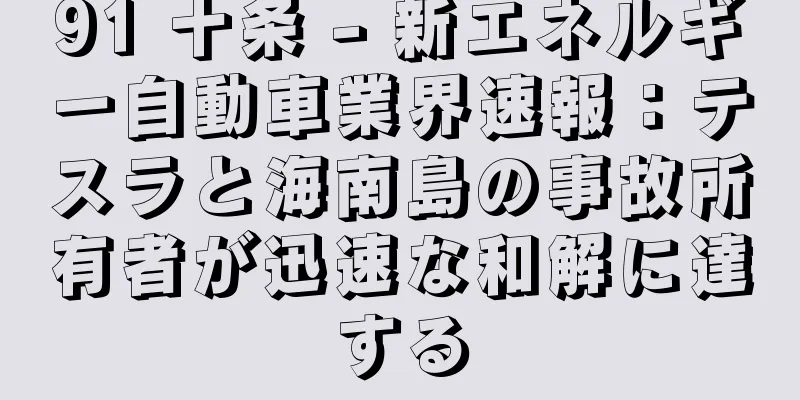 91 十条 - 新エネルギー自動車業界速報：テスラと海南島の事故所有者が迅速な和解に達する
