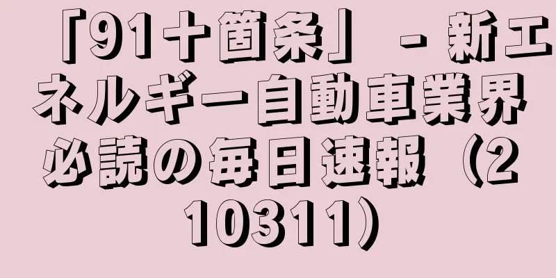 「91十箇条」 - 新エネルギー自動車業界必読の毎日速報（210311）