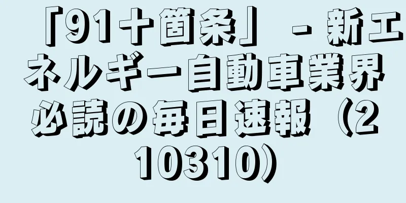 「91十箇条」 - 新エネルギー自動車業界必読の毎日速報（210310）
