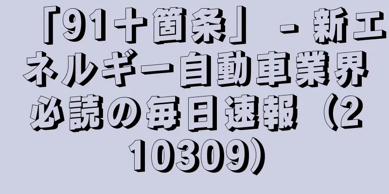 「91十箇条」 - 新エネルギー自動車業界必読の毎日速報（210309）