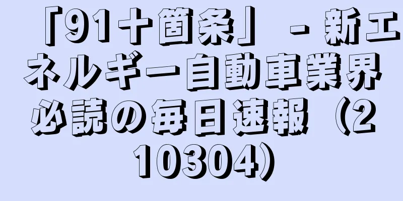 「91十箇条」 - 新エネルギー自動車業界必読の毎日速報（210304）