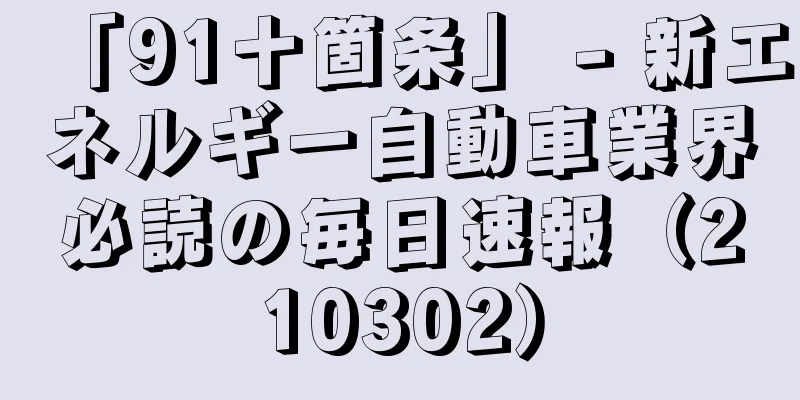 「91十箇条」 - 新エネルギー自動車業界必読の毎日速報（210302）