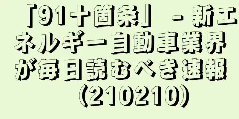 「91十箇条」 - 新エネルギー自動車業界が毎日読むべき速報（210210）
