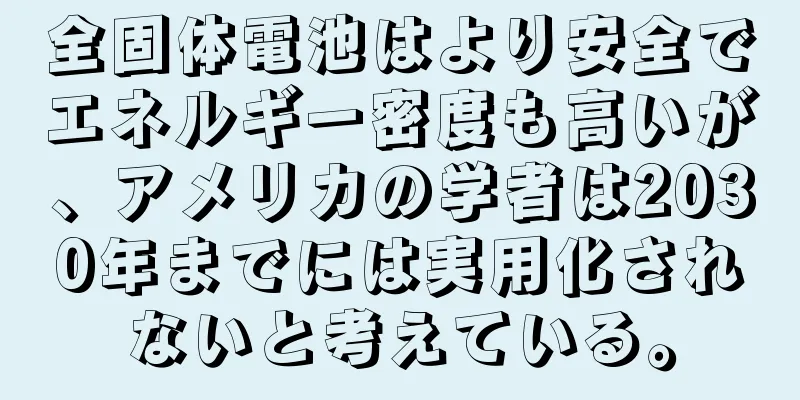 全固体電池はより安全でエネルギー密度も高いが、アメリカの学者は2030年までには実用化されないと考えている。