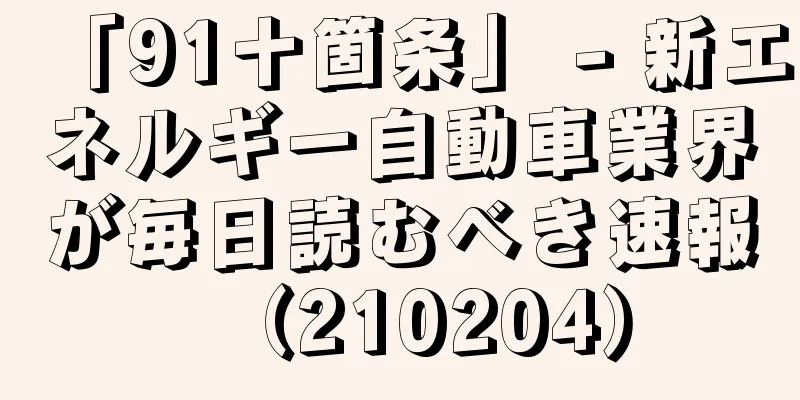 「91十箇条」 - 新エネルギー自動車業界が毎日読むべき速報（210204）