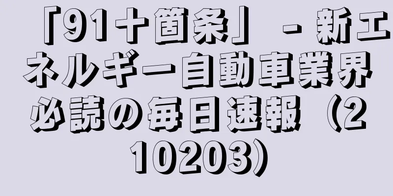 「91十箇条」 - 新エネルギー自動車業界必読の毎日速報（210203）